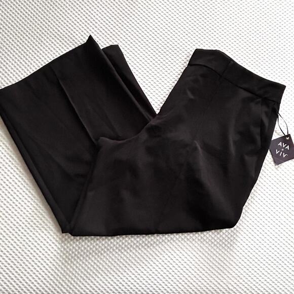 Ava & Viv Wide Leg Pants 24 Black NWT Trousers Minimalist Capsule - Picture 2 of 5